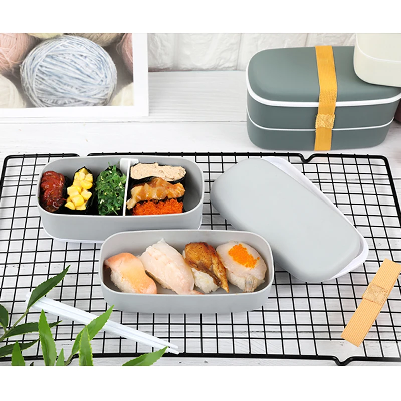 600ml Healthy Material Lunch Box 2 Layer Wheat Straw Bento Boxes Microwave Dinnerware Food Storage Container Lunchbox | Дом и сад