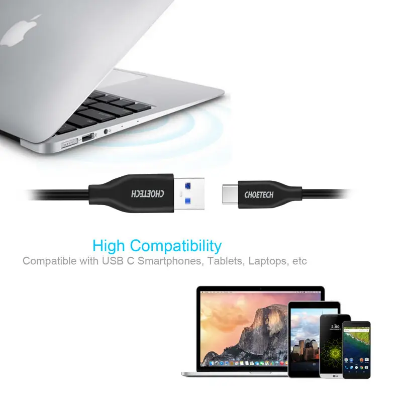 Кабель CHOETECH USB 3 0 Type C для Xiaom Redmi Note7 кабель быстрой зарядки и синхронизации данных