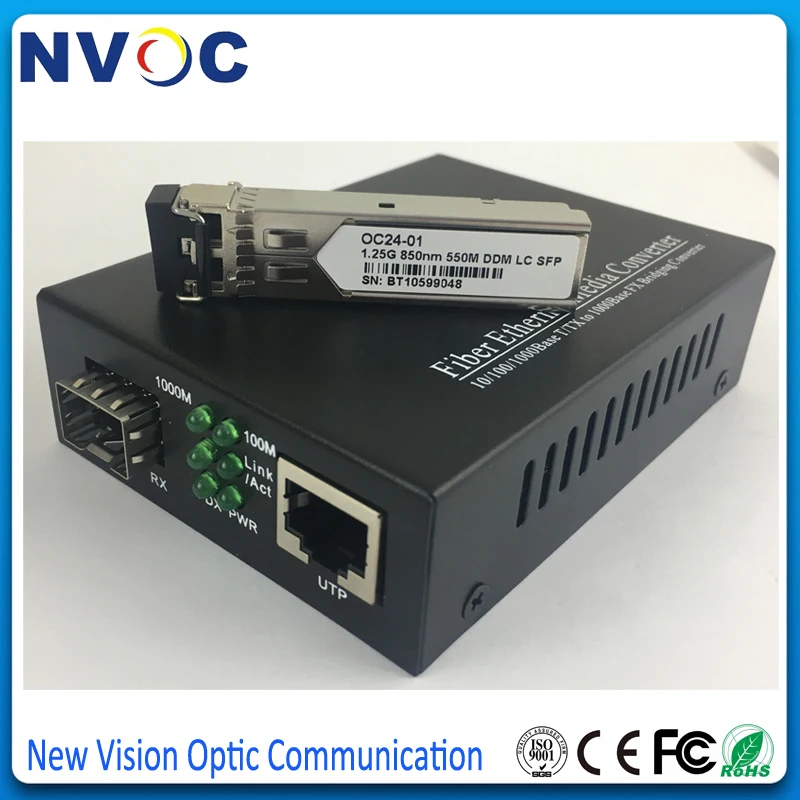 1000 м 1 RJ45 + гигабитный SFP порт Ethernet неуправляемый волоконно-оптический коммутатор