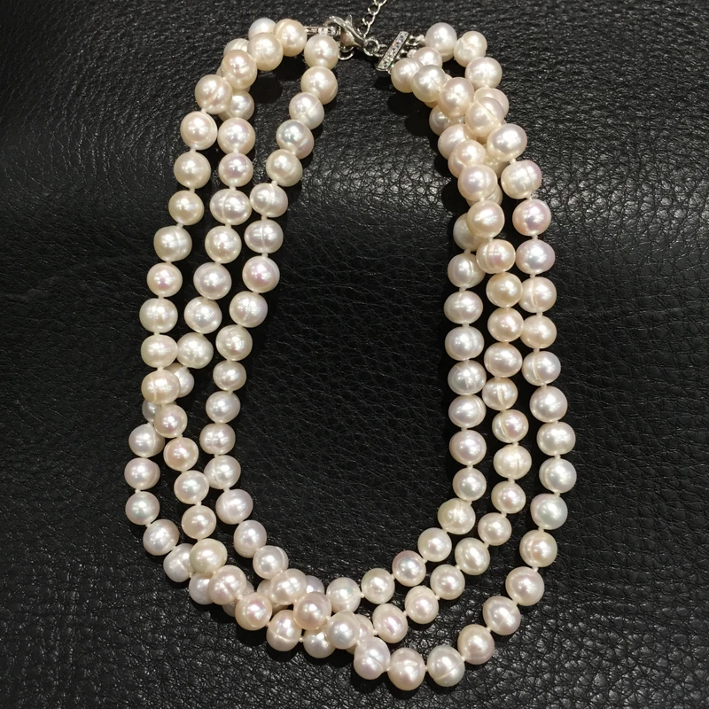 Классическое ожерелье чокер из натурального пресноводного жемчуга 7 8 мм