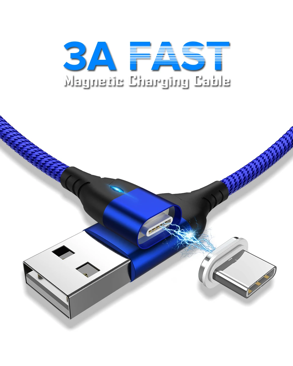 Venroii 1 м Магнитный Micro USB кабель Магнитный зарядное устройство синхронизации данных Тип C Kable Android телефон 3A провод для быстрой зарядки для samsung Xiaomi