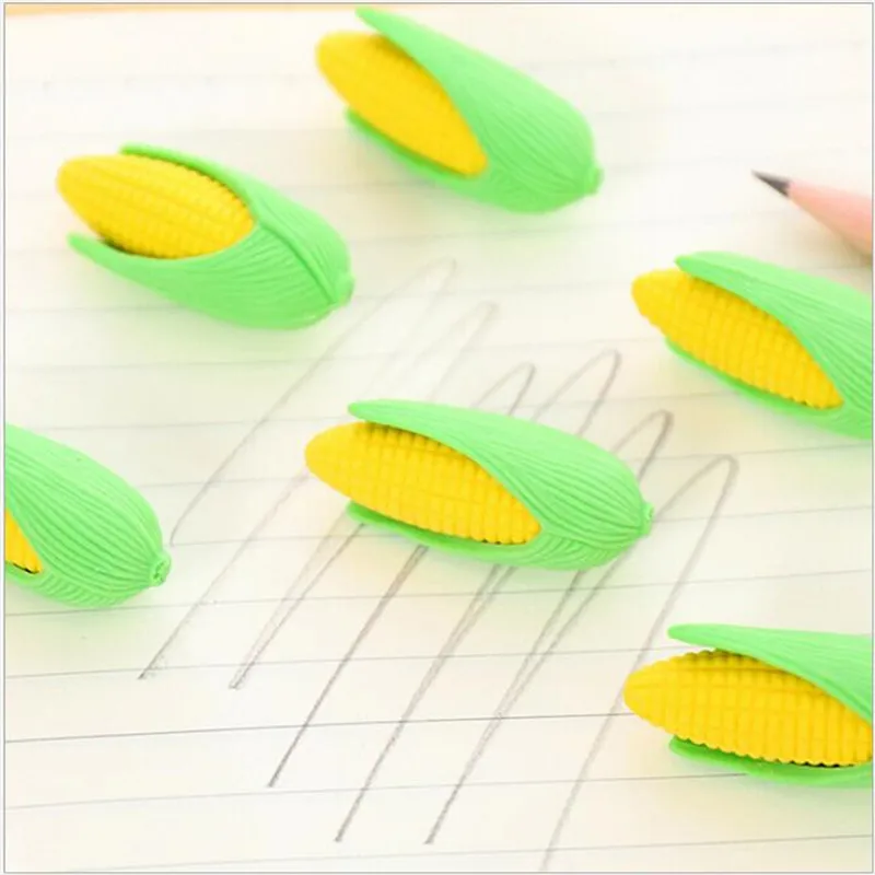 

2PCS Korean Student Stationery Cute Realistic Corn Eraser For Pencil Super Cute Rubber Detachable Erasers Cute YOUE SHONE
