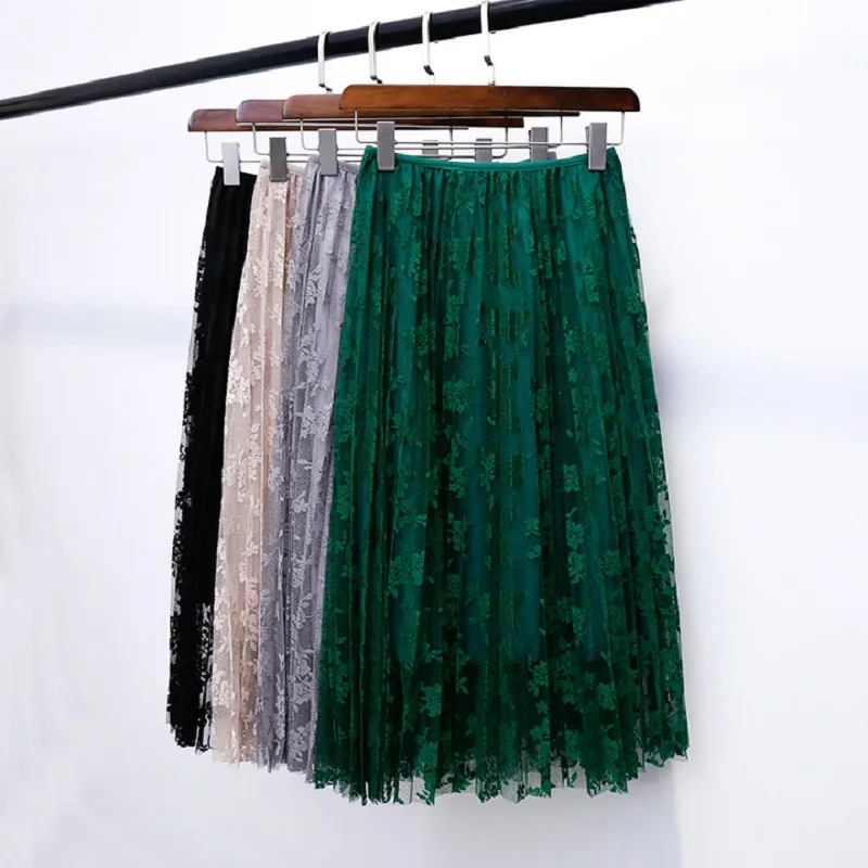 Женская плиссированная юбка однотонная 5 видов цветов с высокой талией