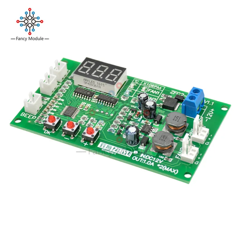 DC 12V Dual 3-провод вентилятора светодиодный интеллигентая(ый) цифровой Температура термостат регулятор переключатель регулятора скорости модуль NTC Сенсор Управление