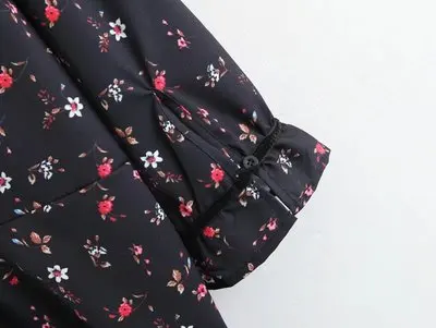 za Women european exotic foral print full sleeve floral XZ1451 pleated one-piece Dress Hot Sale Clothing vestidos | Женская одежда