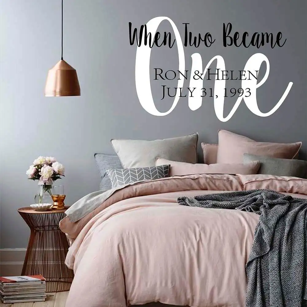 

Wedding Date Custom Name Wall Decal Wedding Personalized Name Quotes When Two Became One Wall Sticker Wedding Decor 753C
