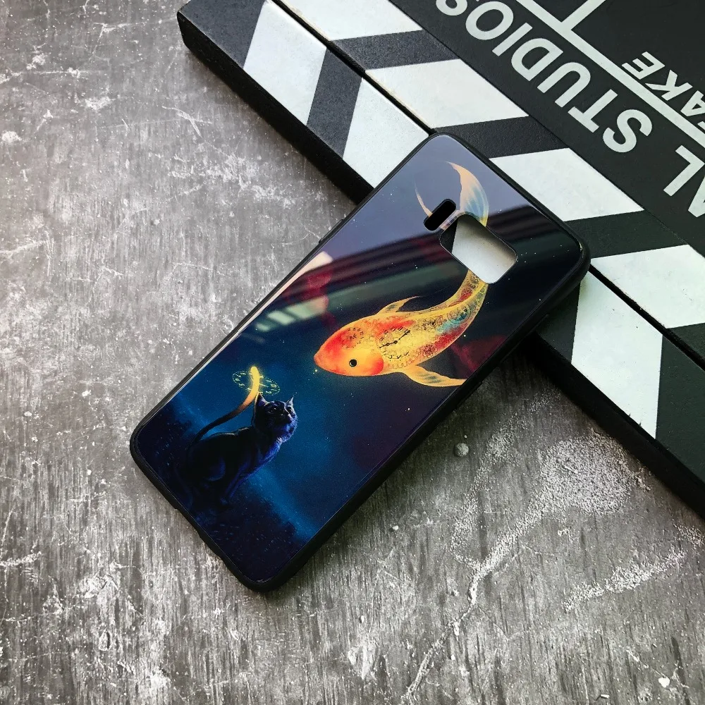 Для Samsung S8 Plus чехол бабочка рыба звезды закаленное стекло крышка для Galaxy Note 8 9 10 20