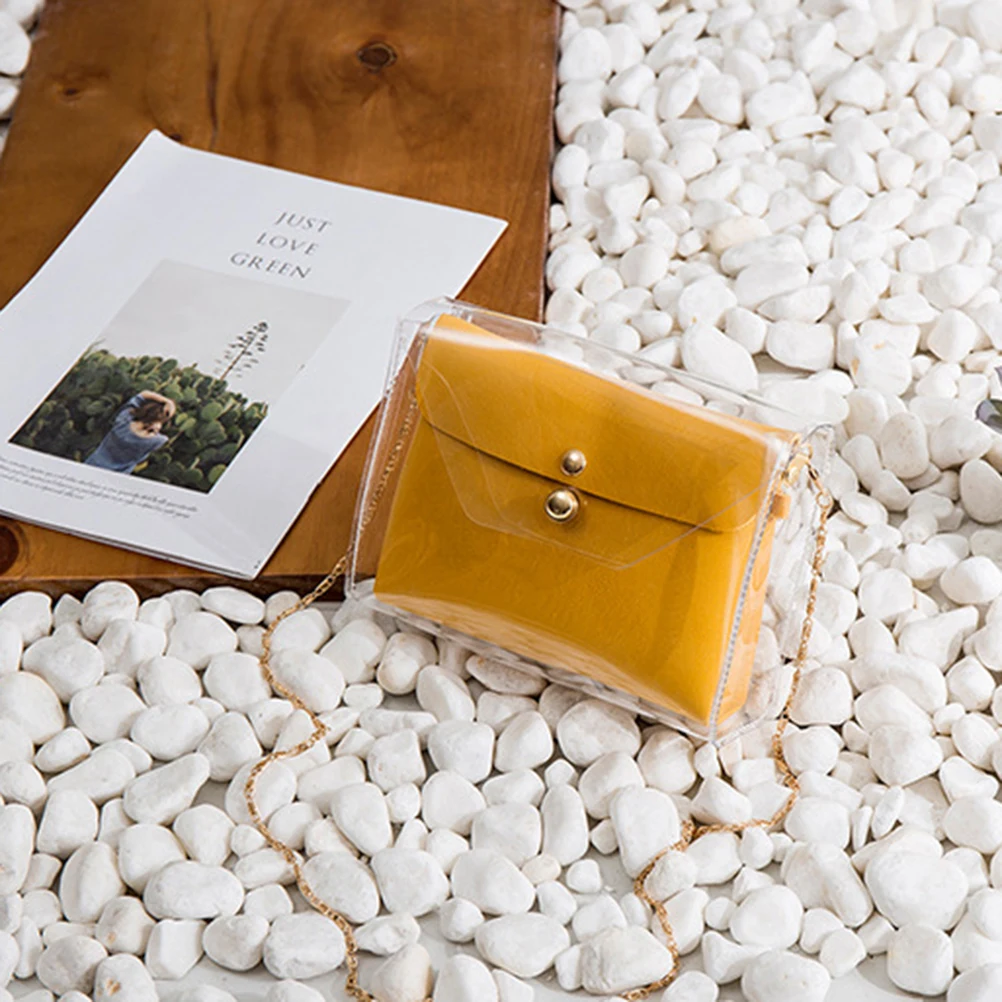 Повседневная женская прозрачная сумка мессенджер из ПВХ через плечо с цепочкой