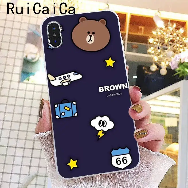 A9 Ruicaica Line Friends коричневый Медведь Мягкий чехол для телефона iPhone 8 7 6 6S Plus X XS MAX 5 5S SE XR 10 Чехол - Цвет: A9