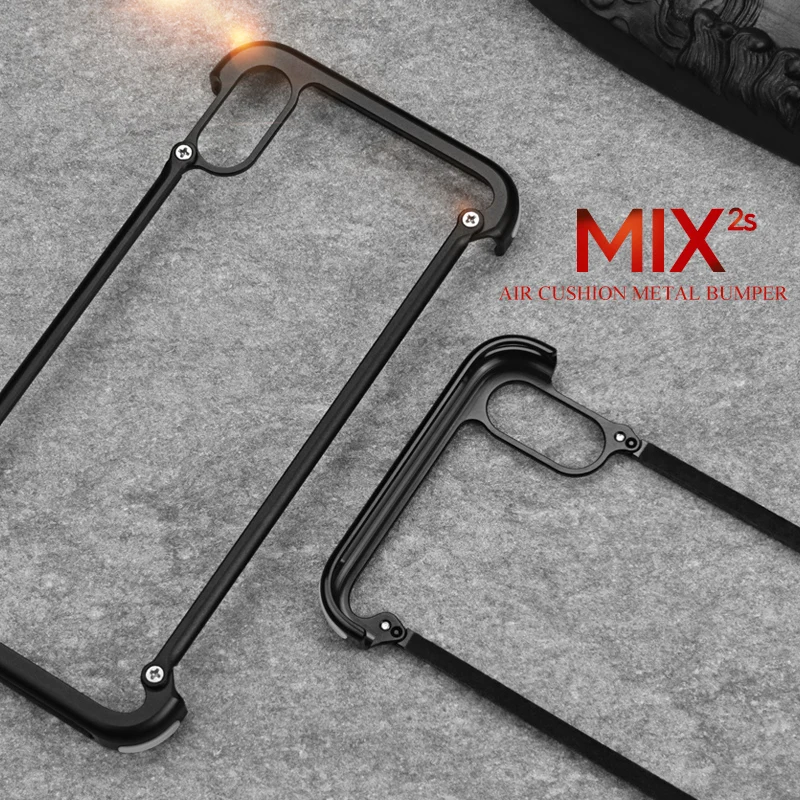 OATSBASF Airbag Bumper Metal Case For Xiaomi Mi Mix 2s Personality Cover for 360 Degree |
