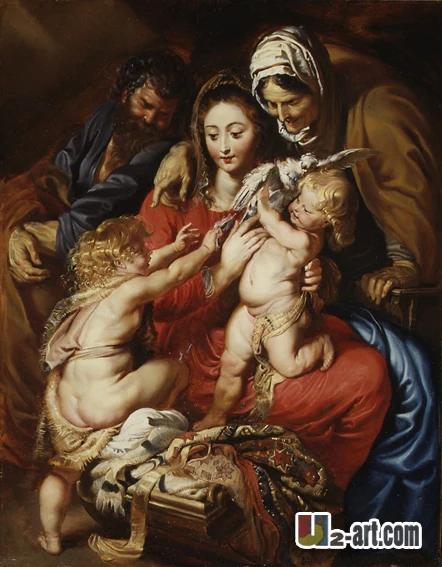 Принты на холсте (Sainte Family de Rubens) бесплатная доставка Настенная картина с