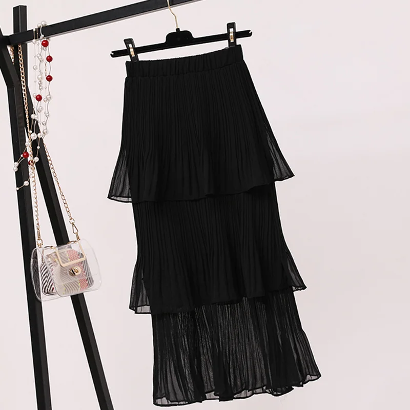 Hzirip Hot Pleated Skirt Women Solid 2018 Summer Cotton High Waist Long Sexy Casual Skirts Womens faldas mujer moda | Женская одежда