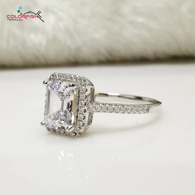 Женское Обручальное Кольцо COLORFISH 1 5 ct Halo из твердого стерлингового серебра 925