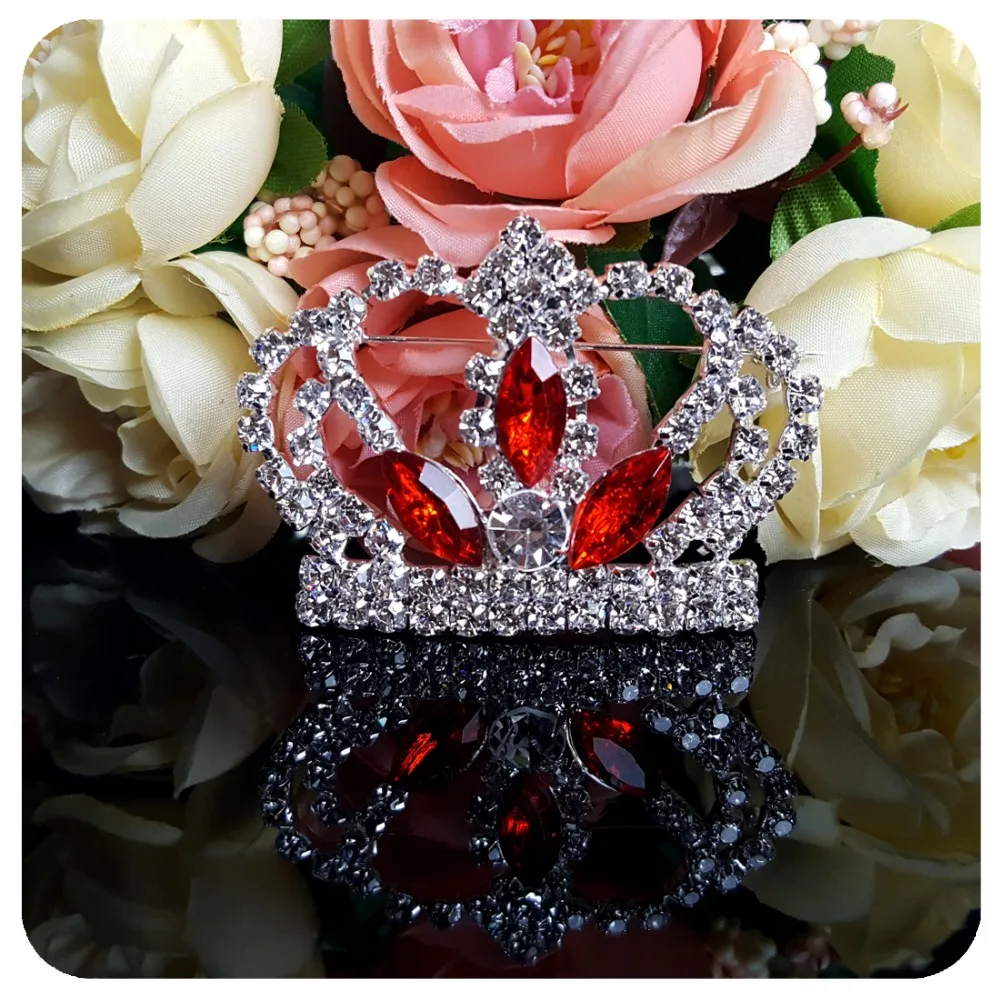 Blingbling брошь Корона со стразами с красными овальными камнями для королевы|crown