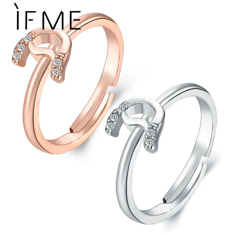 IF ME Мода Новый дизайн кристальная буква кольца для женщин розовые золотые