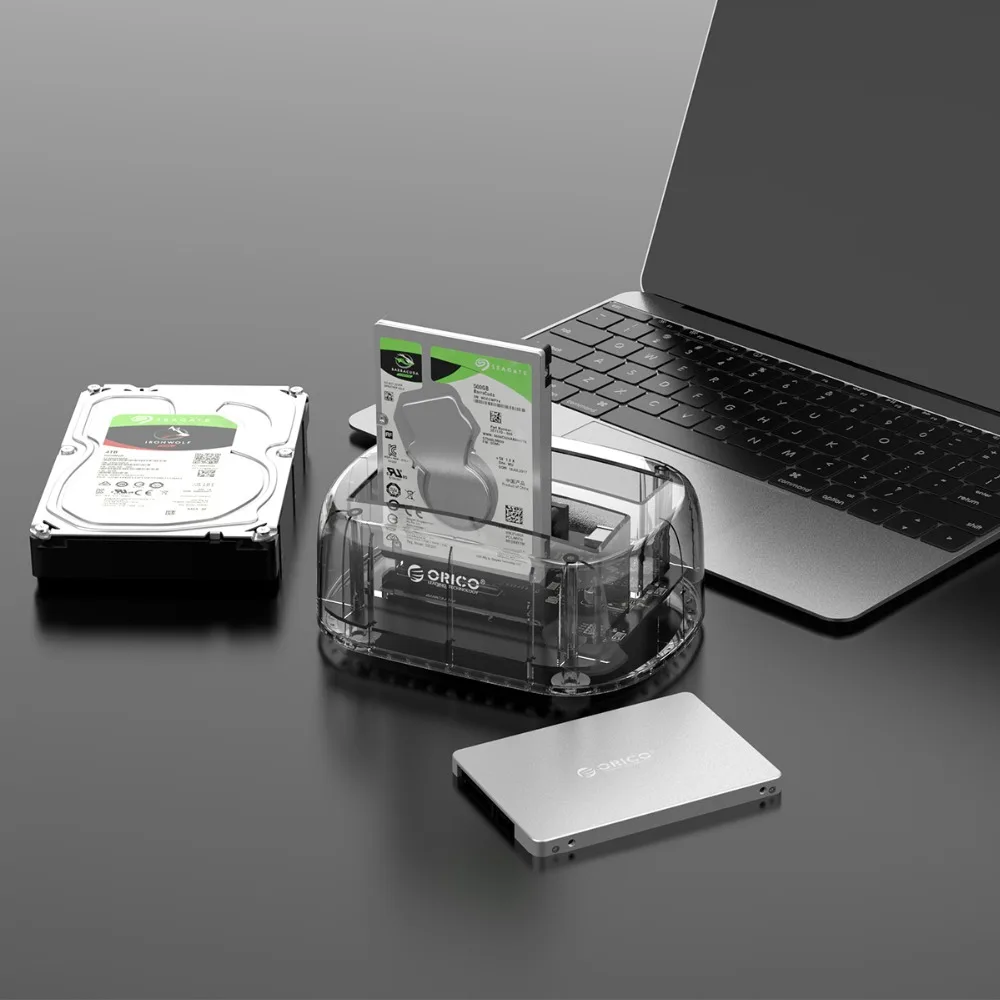ORICO 2,5/3,5 дюйма 2 отсека USB3.0 прозрачный жесткий диск поддержка UASP 24 ТБ HDD док-станция с 12V3A адаптер питания