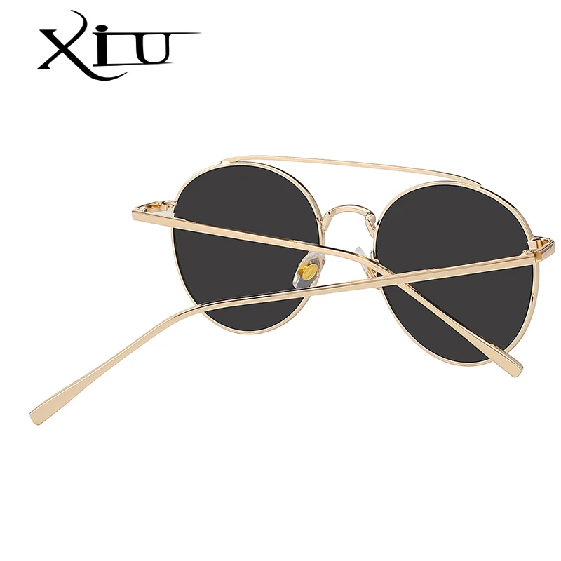XIU sunglasses women twins beams metal high quality brand design fashion glasss retro pink mirror UV400 | Аксессуары для одежды