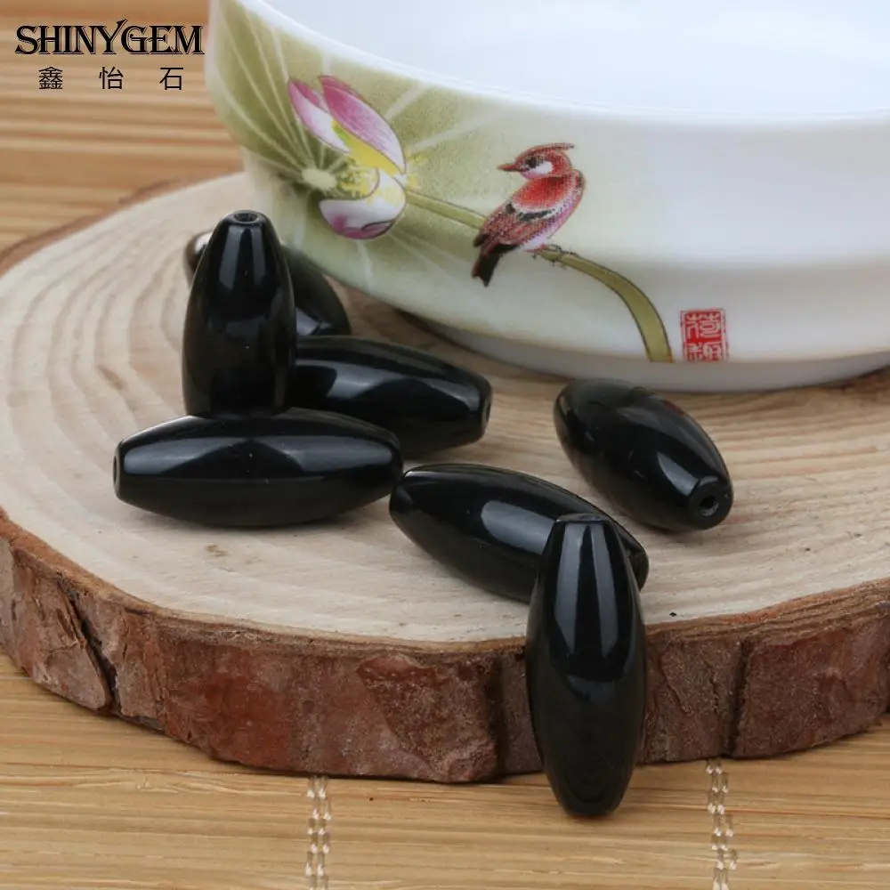 ShinyGem Горячая продажа черные обсидиановые бусины тонкий столбик натуральный