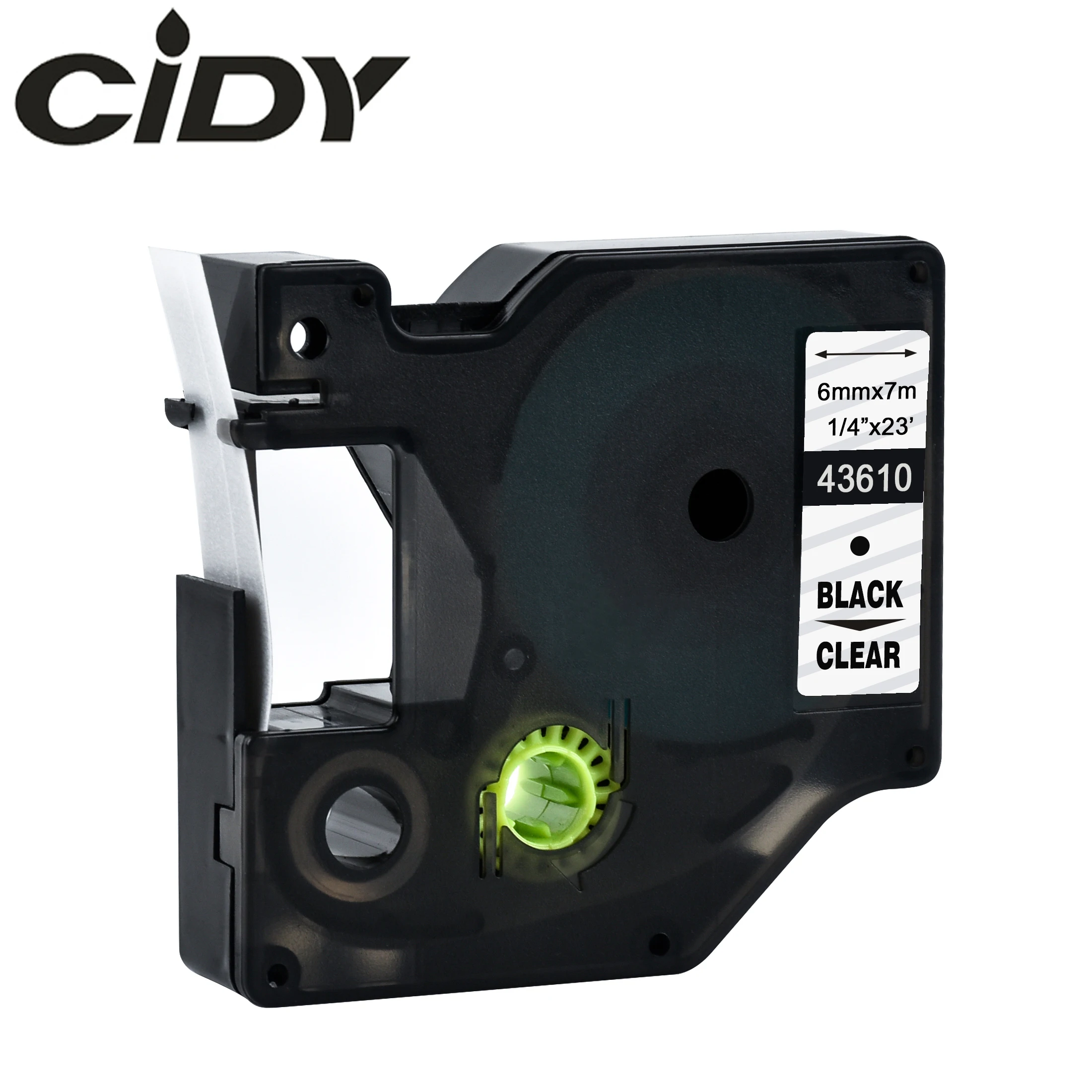 

CIDY 1 шт. совместимый с Dymo D1 6 мм лента для маркировки 43610 черный на прозрачные ленты с лейблом для Dymo Label Manager 160 280 210