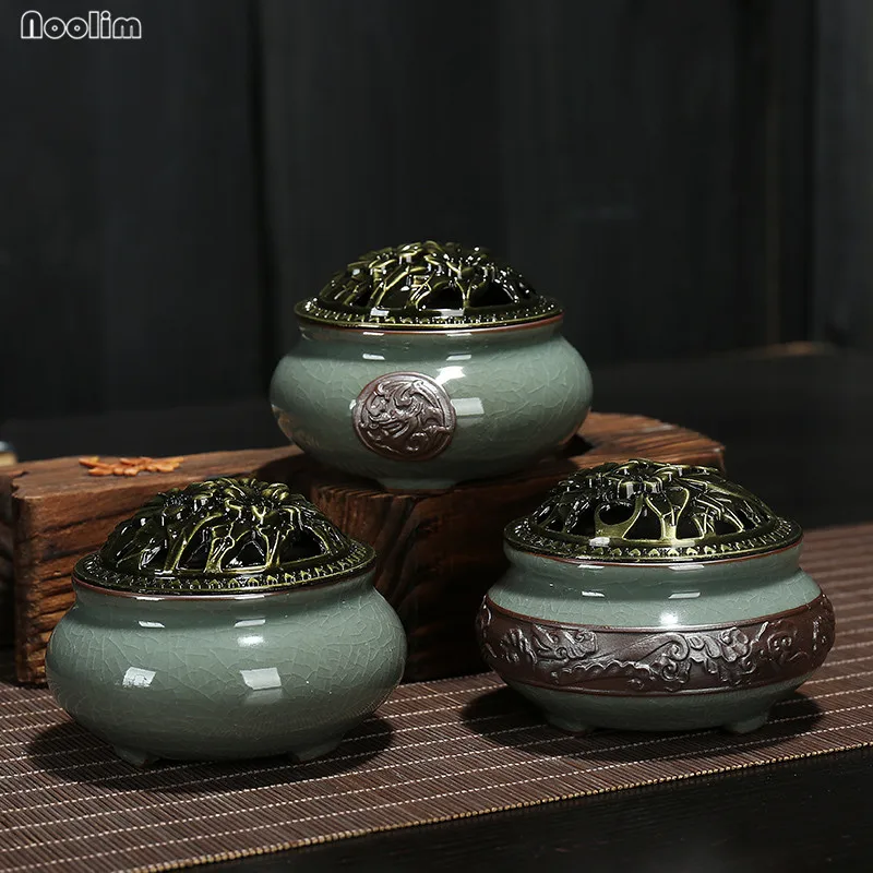 Керамическая ароматическая печь Celadon, курильница для ароматерапии, курильница, кадило под старину, сплав сандалового дерева, держатель для благовоний, Будда, чайная церемония