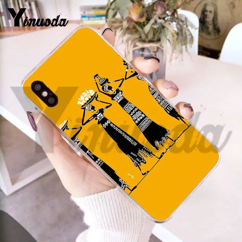 Прозрачный чехол Yinuoda для iphone 7 6 X африканские женские фигурки телефона iPhone 8 6S Plus 5