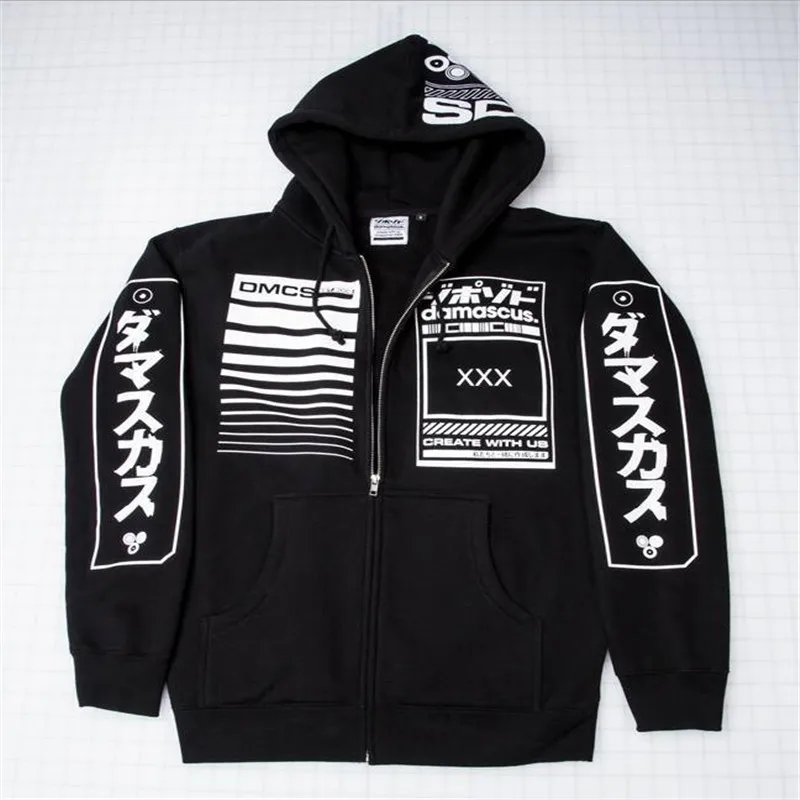 Male Spring Winter Japan Style Hip Hop Casual Sweatshirts Streetwear Japanese Embroidery Funny Cat Wave Printed Fleece Hoodies