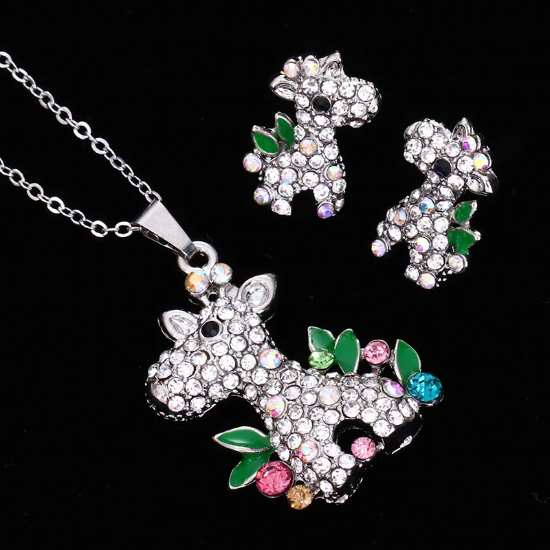 Fashion Fawn Design Jewelry Sets High Quality Zinc Alloy Crystal Necklace Earring Set Wedding Lovely Animal sn-005 | Украшения и