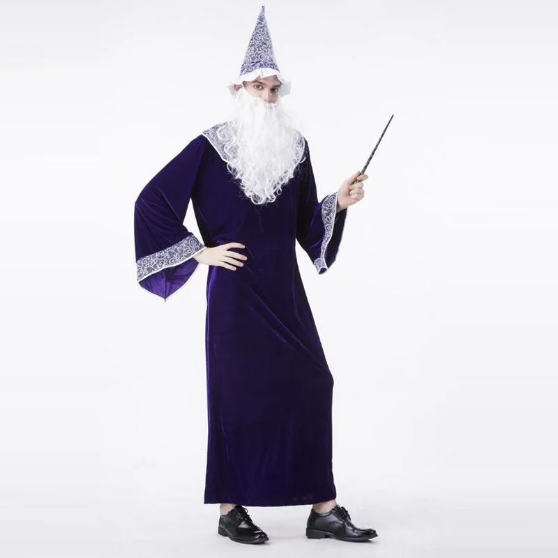 Мужской религиозный крестный костюм фиолетовый магический священника для
