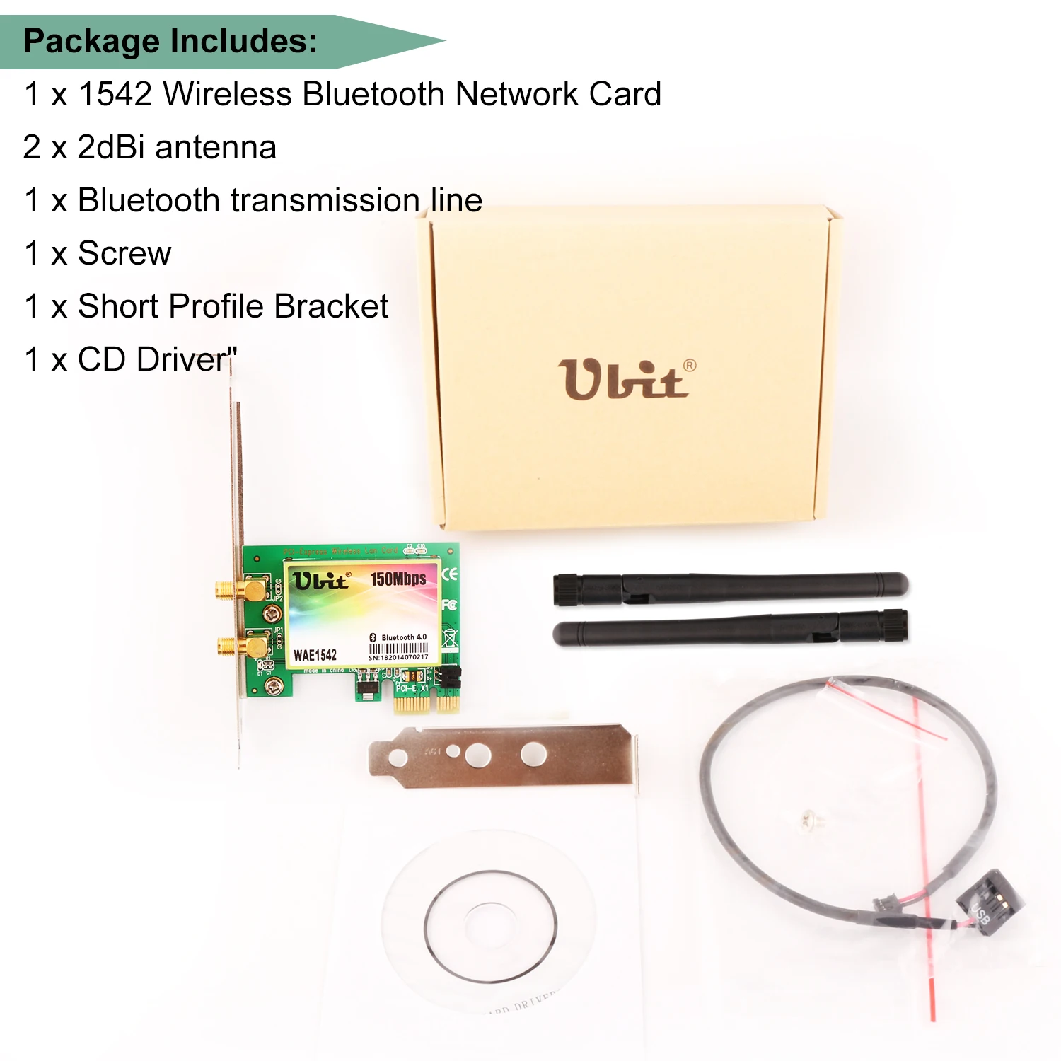 Ubit Bluetooth 4 0 настольная беспроводная сетевая карта PCI Express с функцией 2 4G 150M для ПК