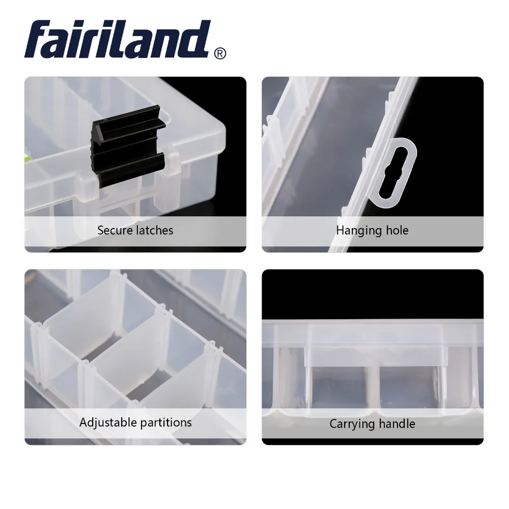 Коробка для приманки Fairiland с 21 регулируемыми перегородками прозрачные коробки