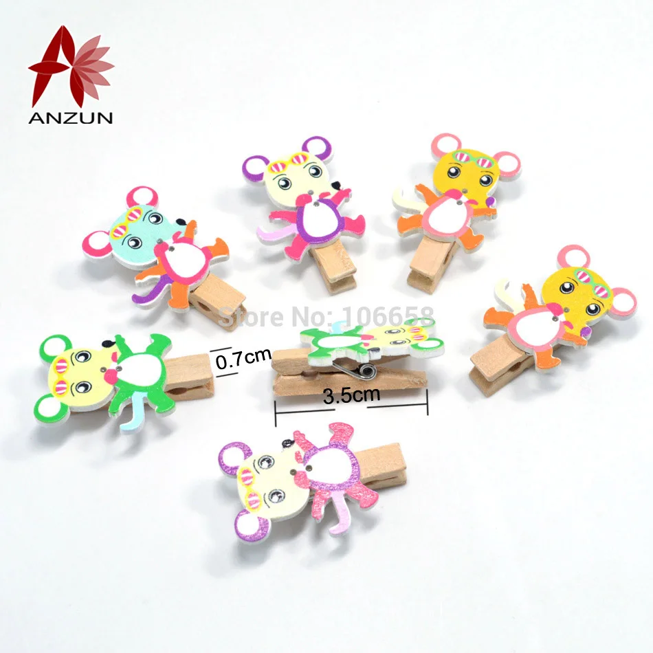 Mixed lovely mouse 10 шт. 7x35 мм натуральные деревянные зажимы с очаровательными лошадьми для держатели для фото бумаги прищепка ремесло открытка фото настенные деревянные прищепки - Цвет: Mixed lovely mouse