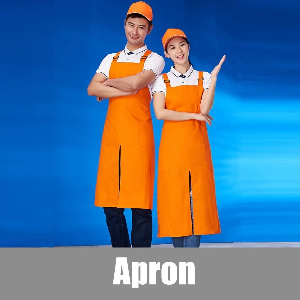 Orange Apron Чистый хлопок анти вода для женщин и мужчин с принтом логотипа шеф-повара Кухня Фартук Ресторан Официант кафе парикмахер повесить шеи парикмахеры - Цвет: Orange Apron