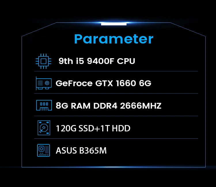 Intel Настольный игровой ПК P24 i5 9400F 6-ядерный/выделенная карта GTX1660 6G/ASUS B365M/1 T+ 120G SSD/8G DDR4 ram PUBG игровой Настольный ПК
