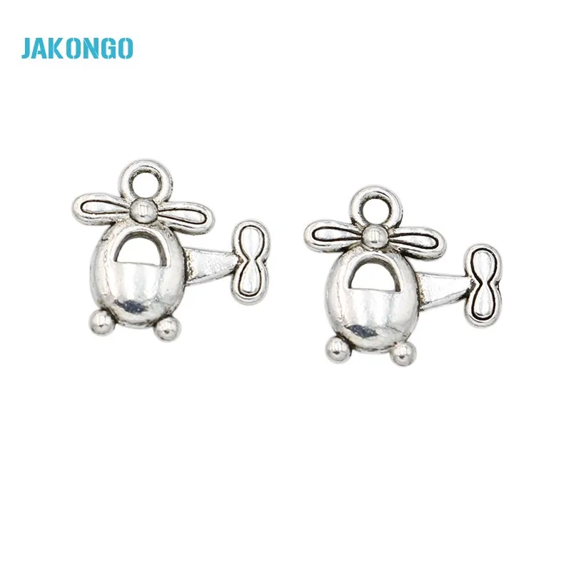 

10PCS Vintage Tibetan Silver Plated Helicopters Charms Beads Pendants for Jewelry Making Bracelet DIY Handmade 14x15mm