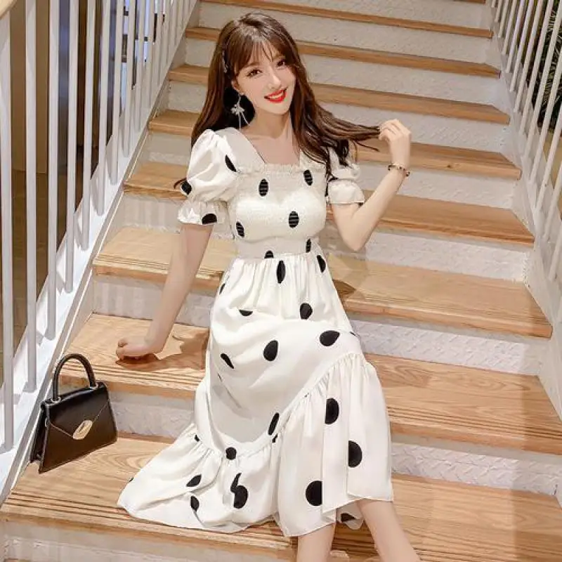 Женское винтажное длинное платье в горошек vestidos mujer 2019 новое летнее пляжное