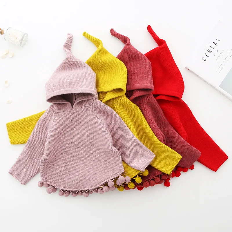 Осень зима 2018 детский пуловер Rlyaeiz свитера с капюшоном для девочек вязаный свитер