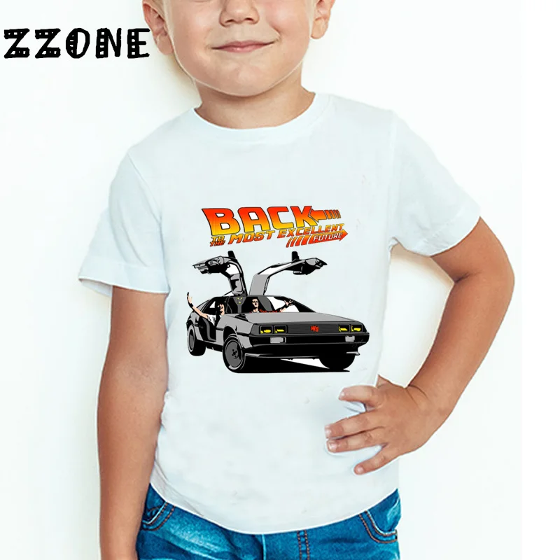 whiteE DMC Delorean/детская футболка «снова в будущее» летние топы с короткими рукавами для мальчиков и девочек, детская модная повседневная одежда HKP2260 - Цвет: whiteE