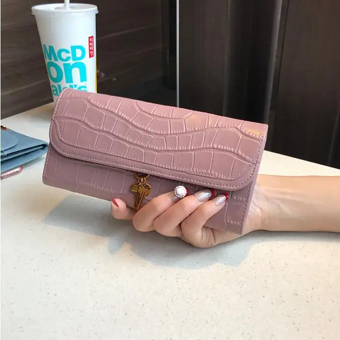 8080 Pink LOMANTINA женские кошельки из коровьей кожи, кошелек с каменным узором, Женский держатель для карт, роскошная сумка для денег и доллара, женские длинные кошельки для девушек - Цвет: 8080 Pink