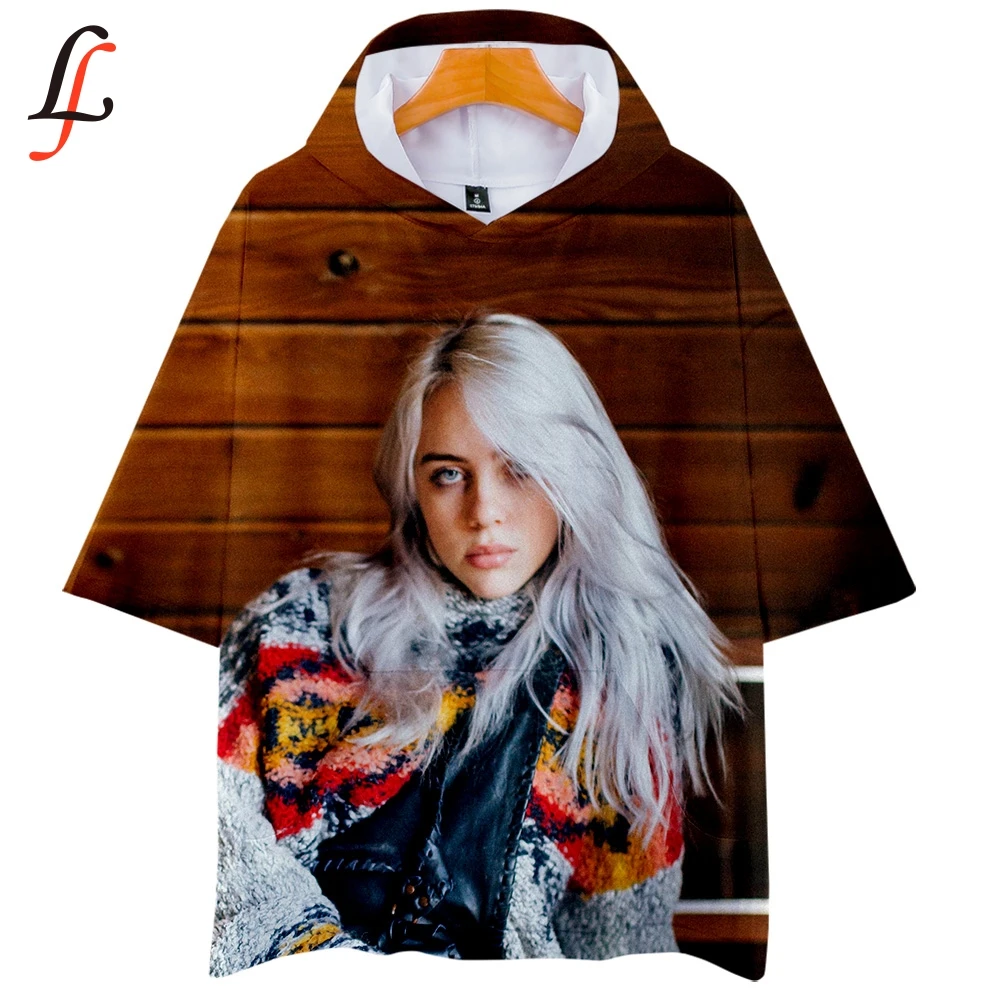 Billie Eilish 3D футболки с капюшоном, женские/мужские модные летние футболки с коротким рукавом,, Повседневная Уличная футболка