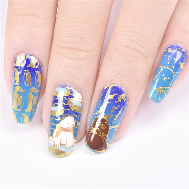 BeautyBigBang 6*6 см штамповочная пластина для ногтей полярный медведь лиса Пингвин животное ногтей шаблон штамповочных плит дизайн ногтей трафареты BBB018