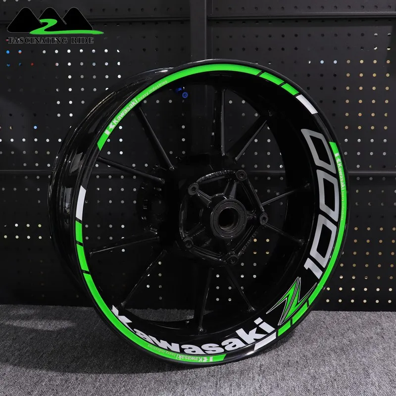 Z1000 sets of green Подходит для Kawasaki Z1000Z900Z800Z650Z400Z250 наклейка на колеса мотоцикла, водонепроницаемая Светоотражающая наклейка на обод, передняя и задняя - Цвет: Z1000 sets of green