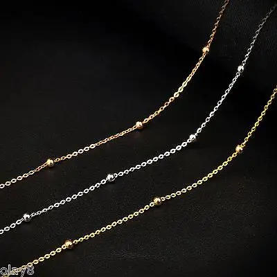 Мода Au750 Чистая 18K цепочка из желтого золота для женщин 1 мм o образное ожерелье