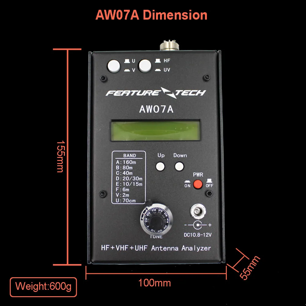 КСВ телевизионные антенны анализатор AW07A для HAM радио ВЧ ОВЧ UHF 160 м двухканальные