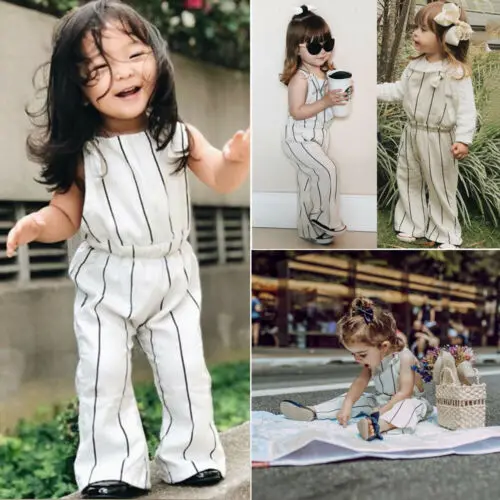 Детский летний комбинезон в полоску без рукавов с открытой спиной|Ромперы| |