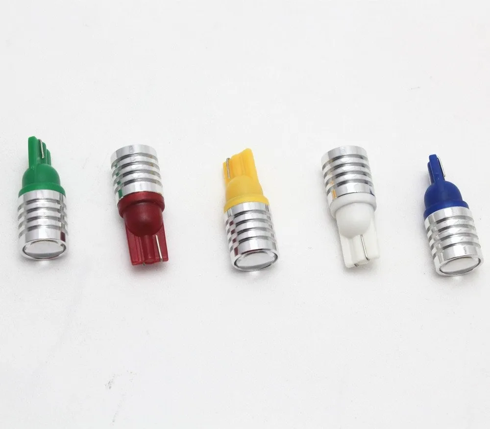 

Free Shipping 4Pcs 5W CREE Chips T10 W5W 194 168 White Blue Red Yellow Green LED Width Lamp Car Wedge Signal Light Bulb 12V 24V