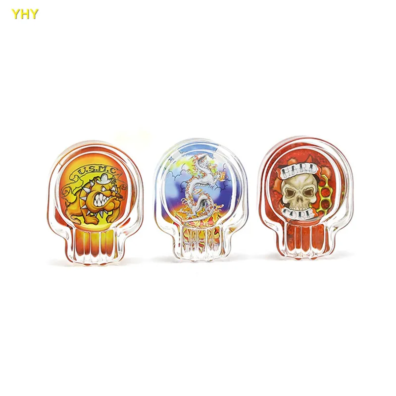 Ручная работа сахарный череп стеклянная пепельница три сигареты 62 мм для сигарет