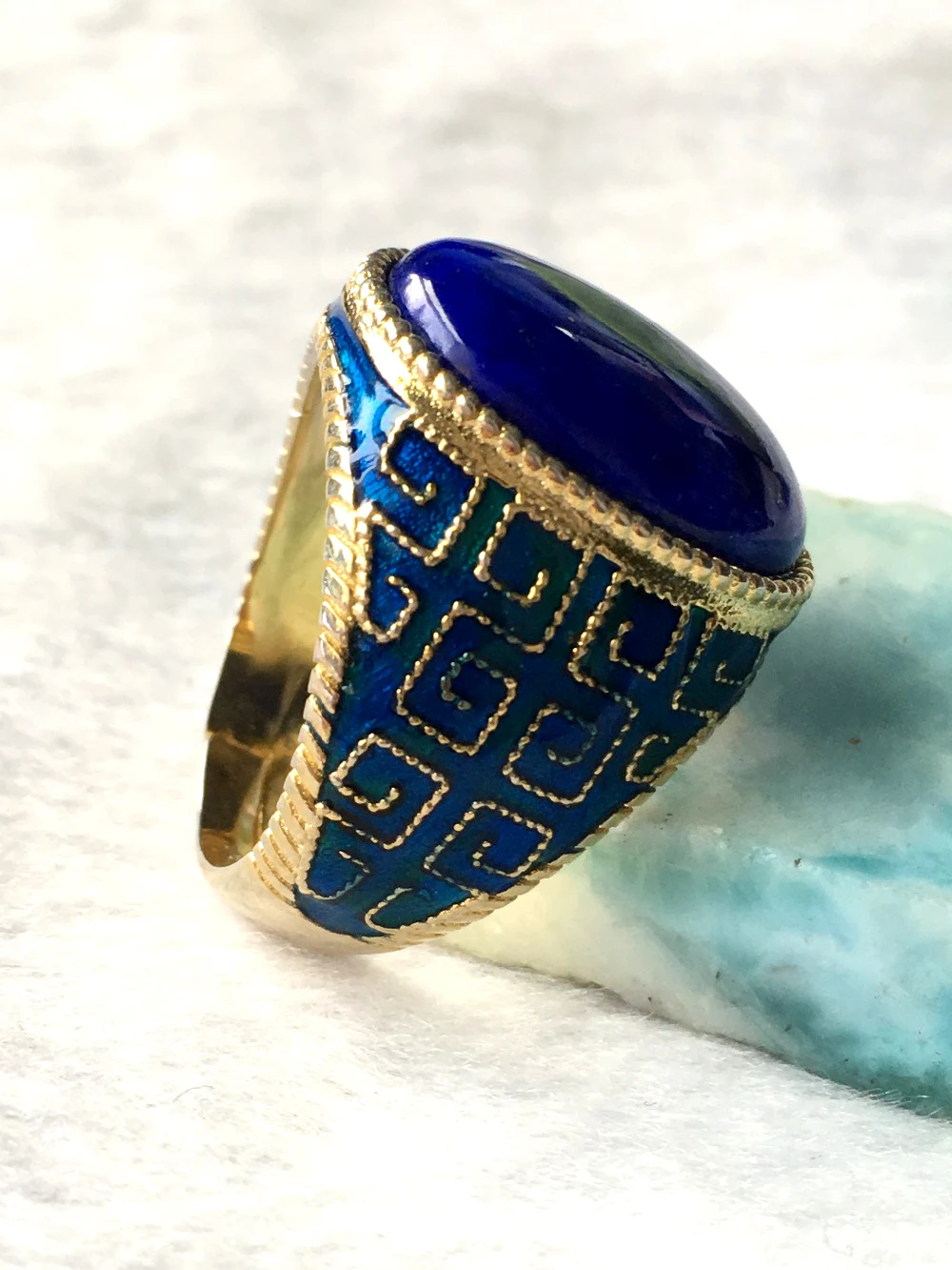 Натуральное серебряное кольцо lapis овальное 13 мм * 18 Специальное исполнение