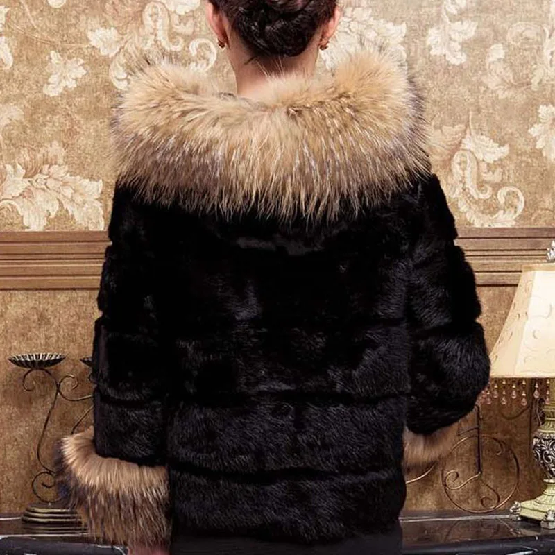 Новинка 2019 Женская Высококачественная куртка из кроличьего меха и Длинная