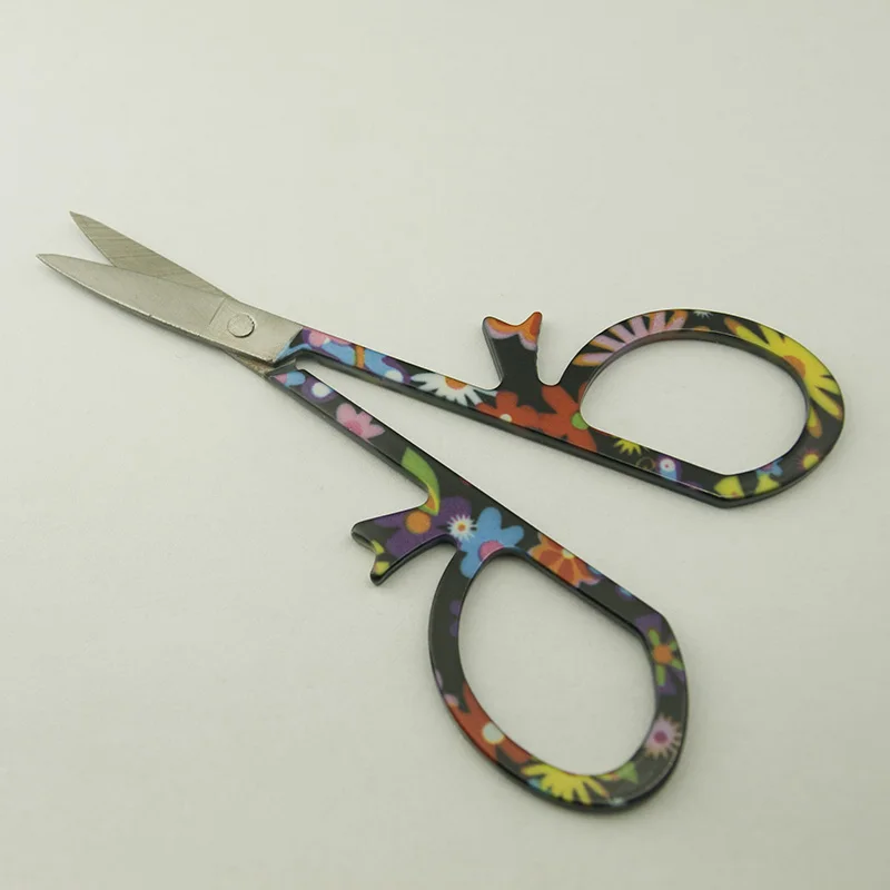 Легкий гвоздь 10 шт. черный цветочный узор ножницы Маникюр для ногтей бровей нос