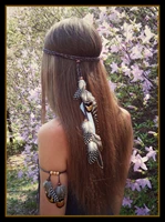 gypsy fashion beautiful boho style feather headband headdress tribal hair feather rope headpieces hippie party indian jewelry